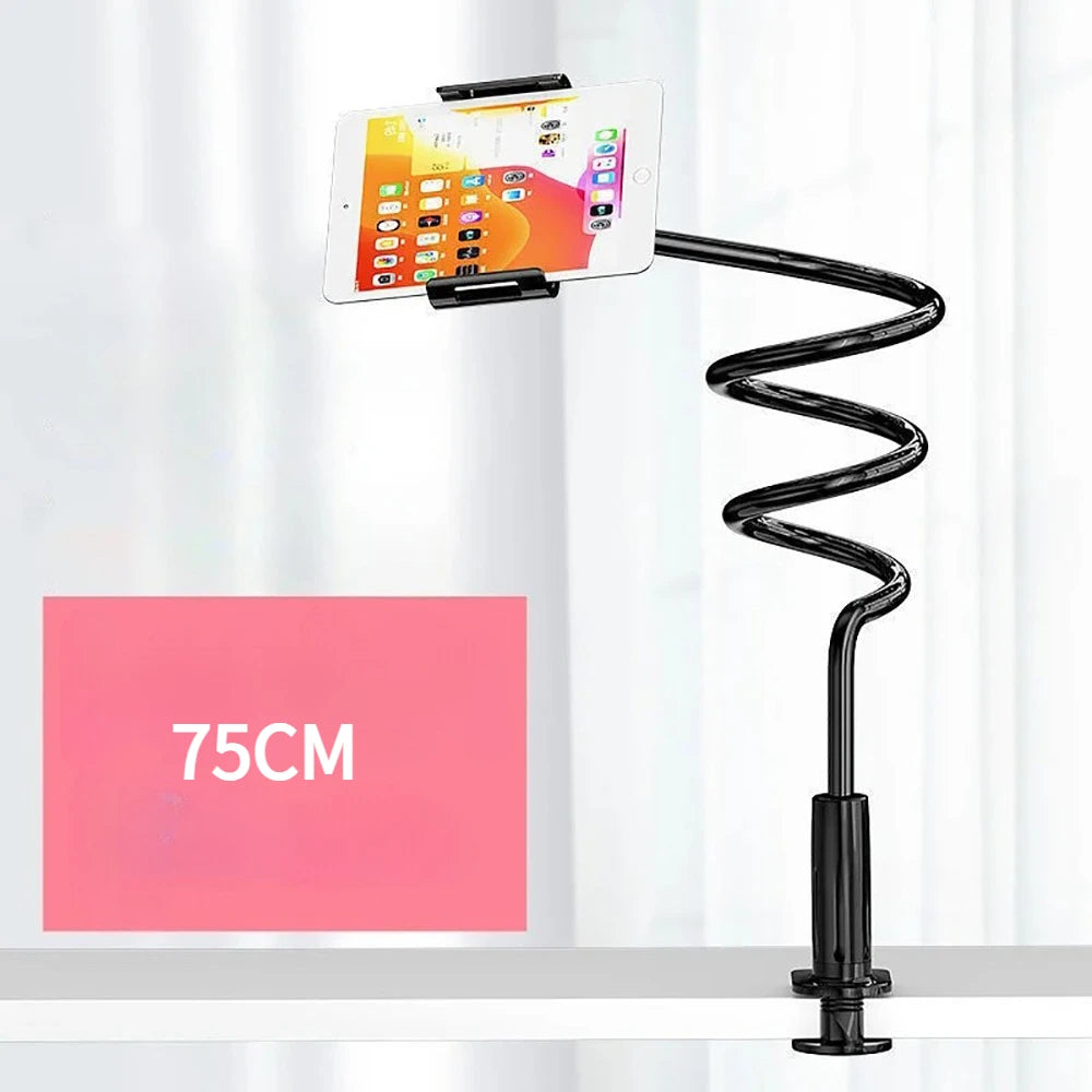 360 Degrees Lazy Bed Gooseneck Cell Phone Tablet Stand Adjustable Flexible Arm Mount Clip IPad Tablet IPhone Samsung Accessories Qme Black