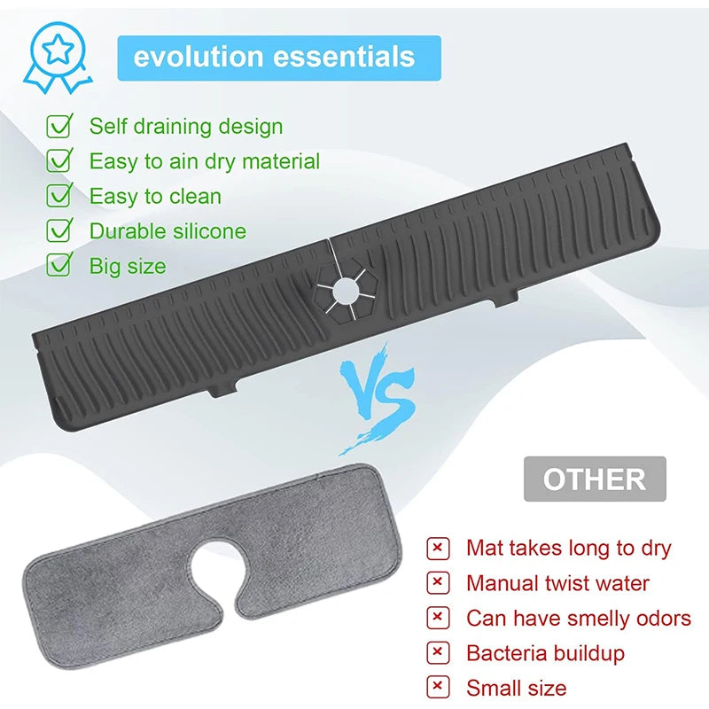 Silicone Sink Splash Guard Slope Upgraded Faucet Mat Gadgets-splash Qme