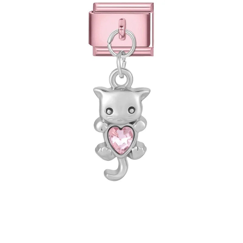 Wholesale Butterfly Bow Stars Love Heart Key Planet Shiny CZ Flower Italian Charms Fit 9mm Stainless Steel Bracelets Jewelrys Qme Style 24