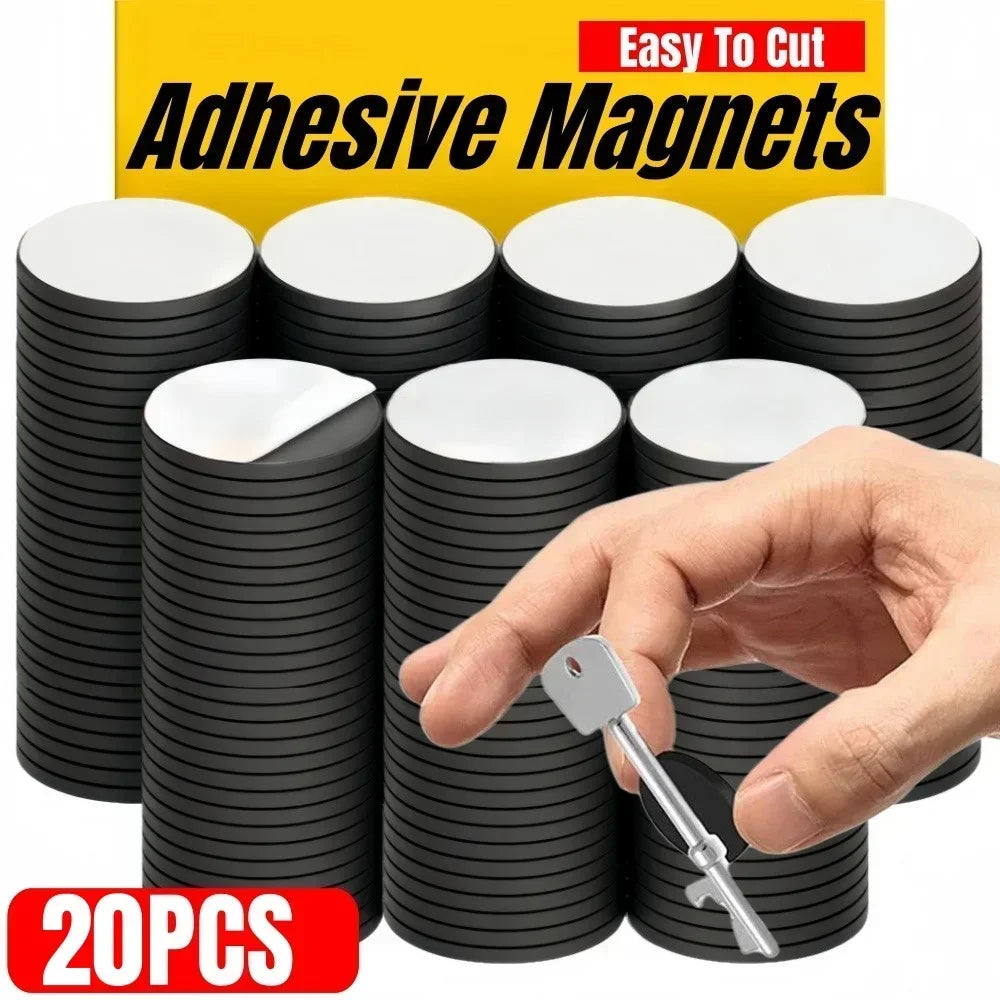 10PCS Self-Adhesive Magnetic Sheets Household DIY Craft Decoration Fridge Magnets Soft Rubber Square Round Magnetic Stickers Qme