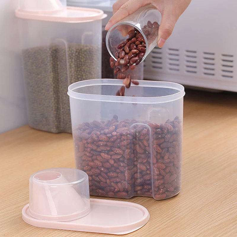 Dry Goods Airtight Container Rice Bucket Grain Storage Measuring Cup Qme