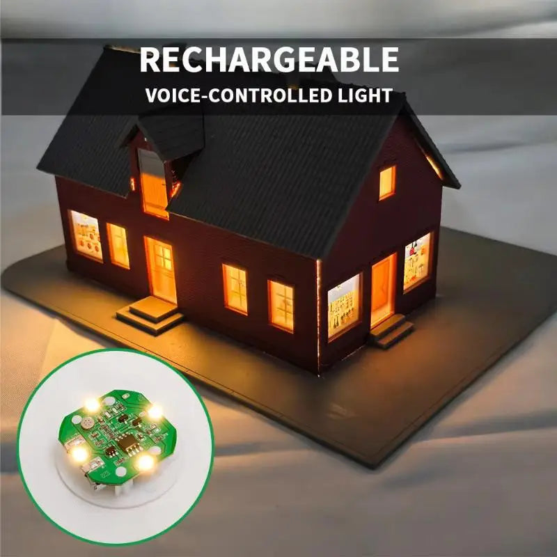 1Pc Tapping/Sound Control Lighting Toy 38mm Rechargeable LED Light Night Lamp DIY Dollhouse Accessories Wall Bedside Lamp. Qme