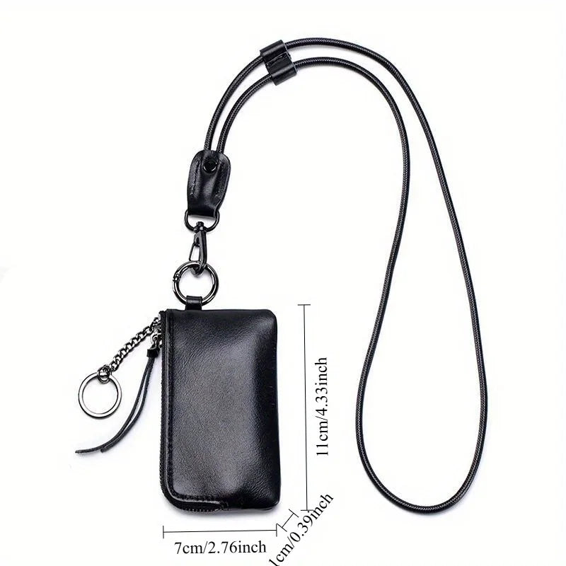 1pc Faux Leather Neck Wallet / Mini Coin Purse Keychain Card Holder / Soft Compact Travel Essential / Perfect Gift for Women Qme