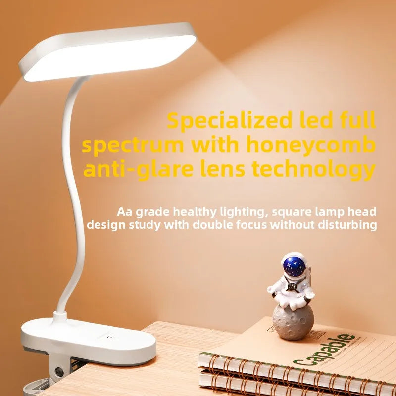 Clip-on LED Reading Lamp USB-Charged Portable Light Reduce Eye Strain Qme
