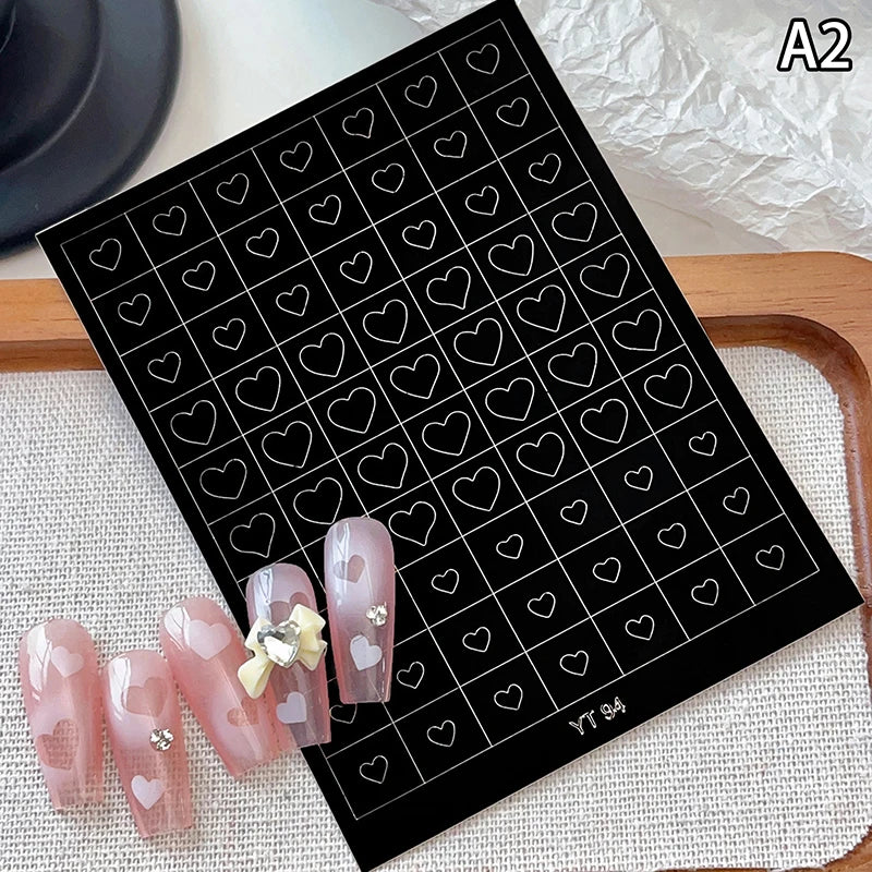 Airbrush Stencil Nails Heart Bow Stars Pattern Hollow Nail Sticker Qme A2