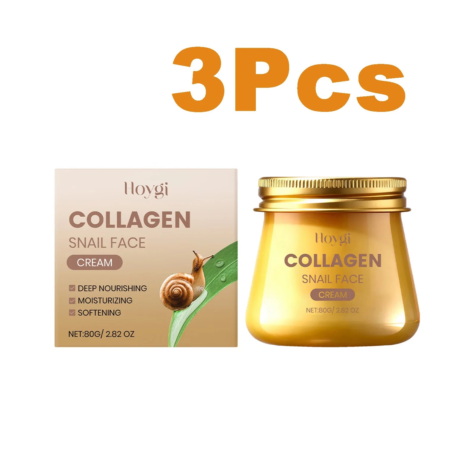 Snail Mucin Collagen Cream Anti Wrinkle Firming Hydrating Face Cream Improves Skin Elasticity & Texture Smoothing Face Skincare Qme 3 x 80g Boxed