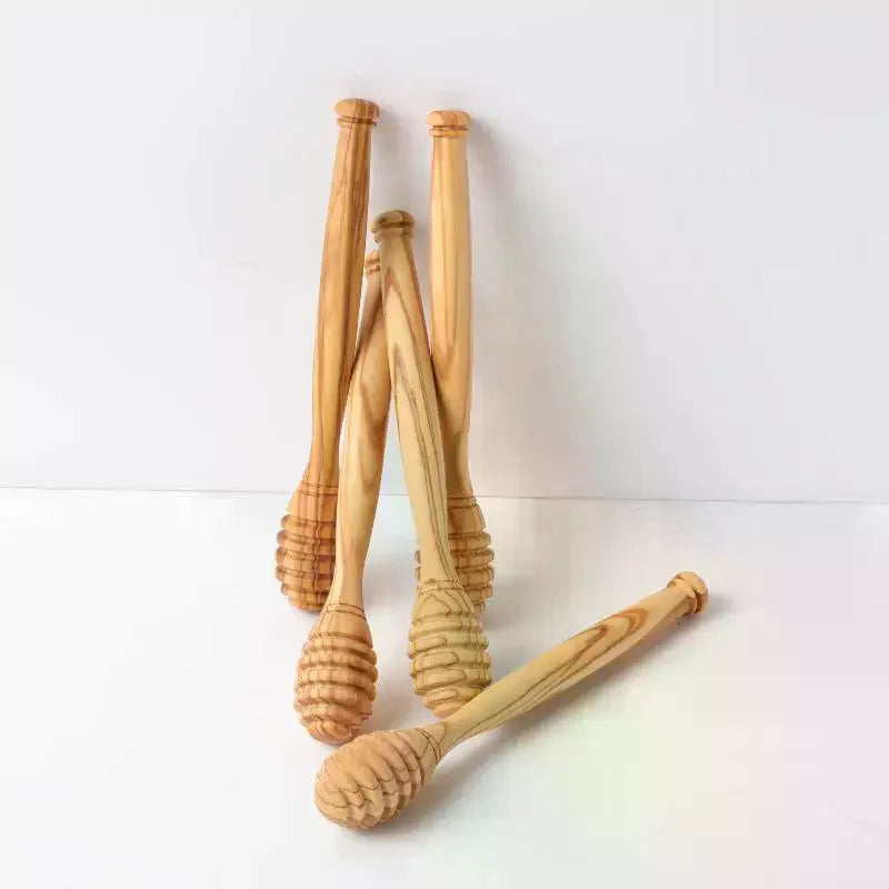 Handmade Wooden Honey Dipper Natural Wood 10/15/16cm Honey Stirrer Spoon Comfort Grip Elegant Simple Design Wooden Honey Stirrer Qme