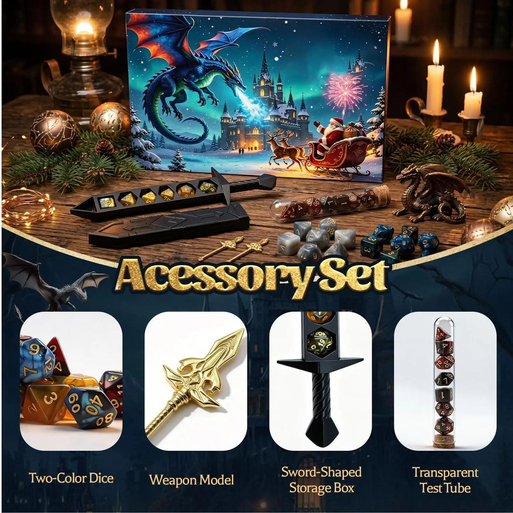 Dice Countdown Calendar 24-Day Advent Role Playing Game Keepsake Qme
