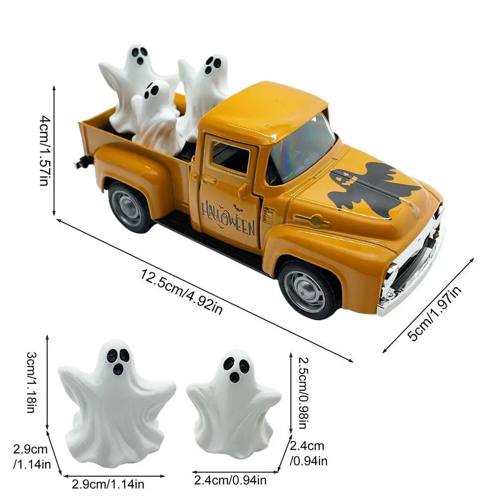 Halloween Truck Decor Indoor Mantle Ornament Funny Truck Ghost Desktop Figurine For Halloween Showcase Entryway Classroom Qme Orange China Mainland