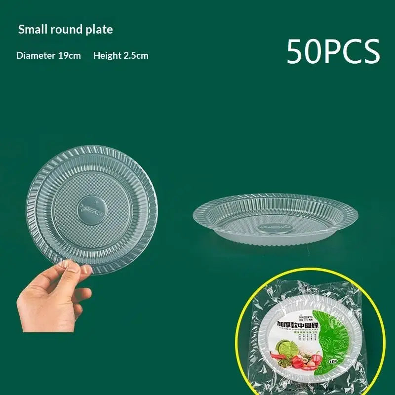 50PCS Disposable Circular Fruit Plates Transparent Plastic Snack Plates Plates Multifunctional Food Home Kitchens Party Supplies Qme Oval 12inch
