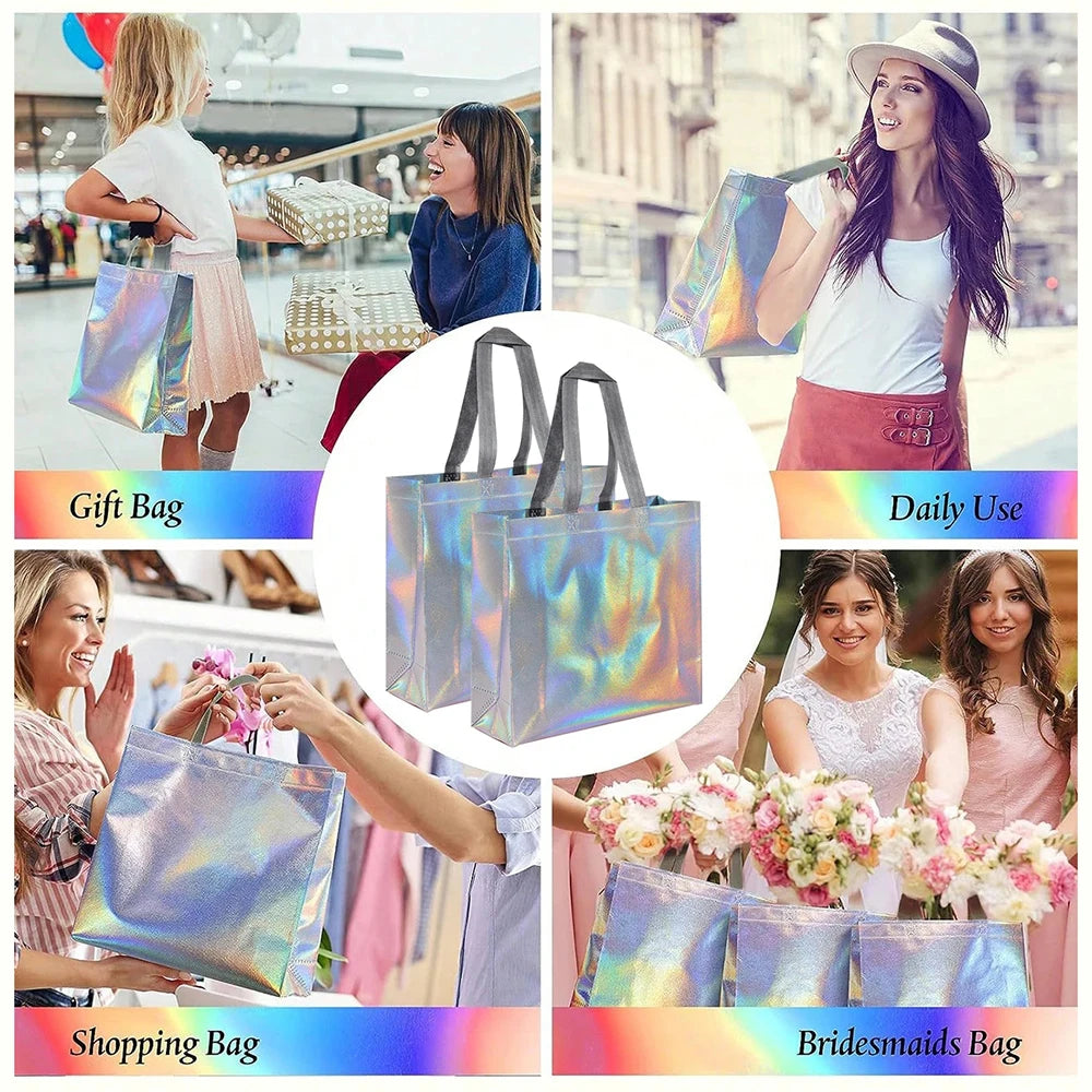 Organizer Silver Reusable Gift Tote Grocery Shopping Bags Apply To Bridesmaids Birthday Party Wedding, Bachelor Party Supplies Qme