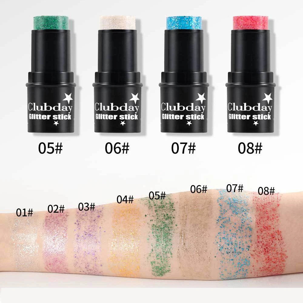 Purple Glitter Sequin Stick Multifunctional Face Lip Hair Body Sequins Eyeshadow Gel Music Festival Stage Makeup Decoration Tool Qme