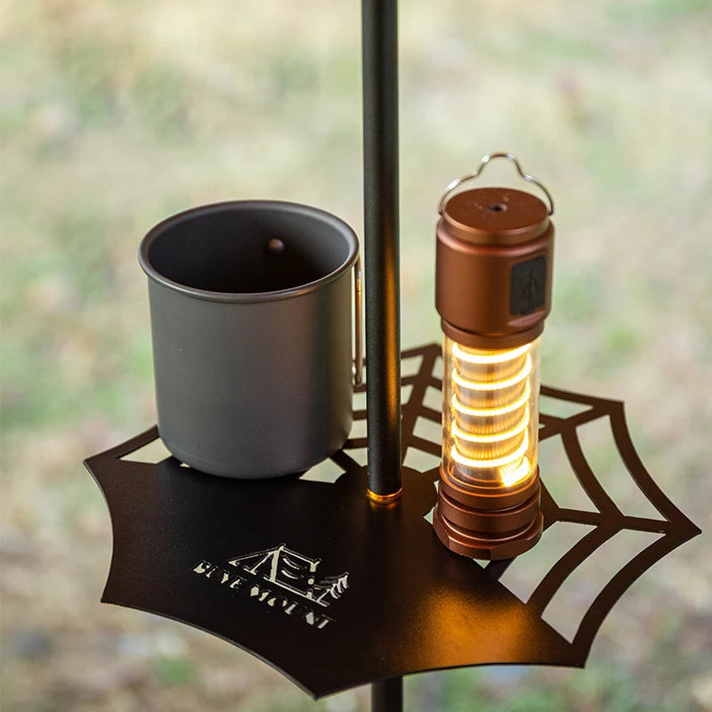 Outdoor Camping Lamp Stand Tray Storage Table Board Pole Blackened Qme