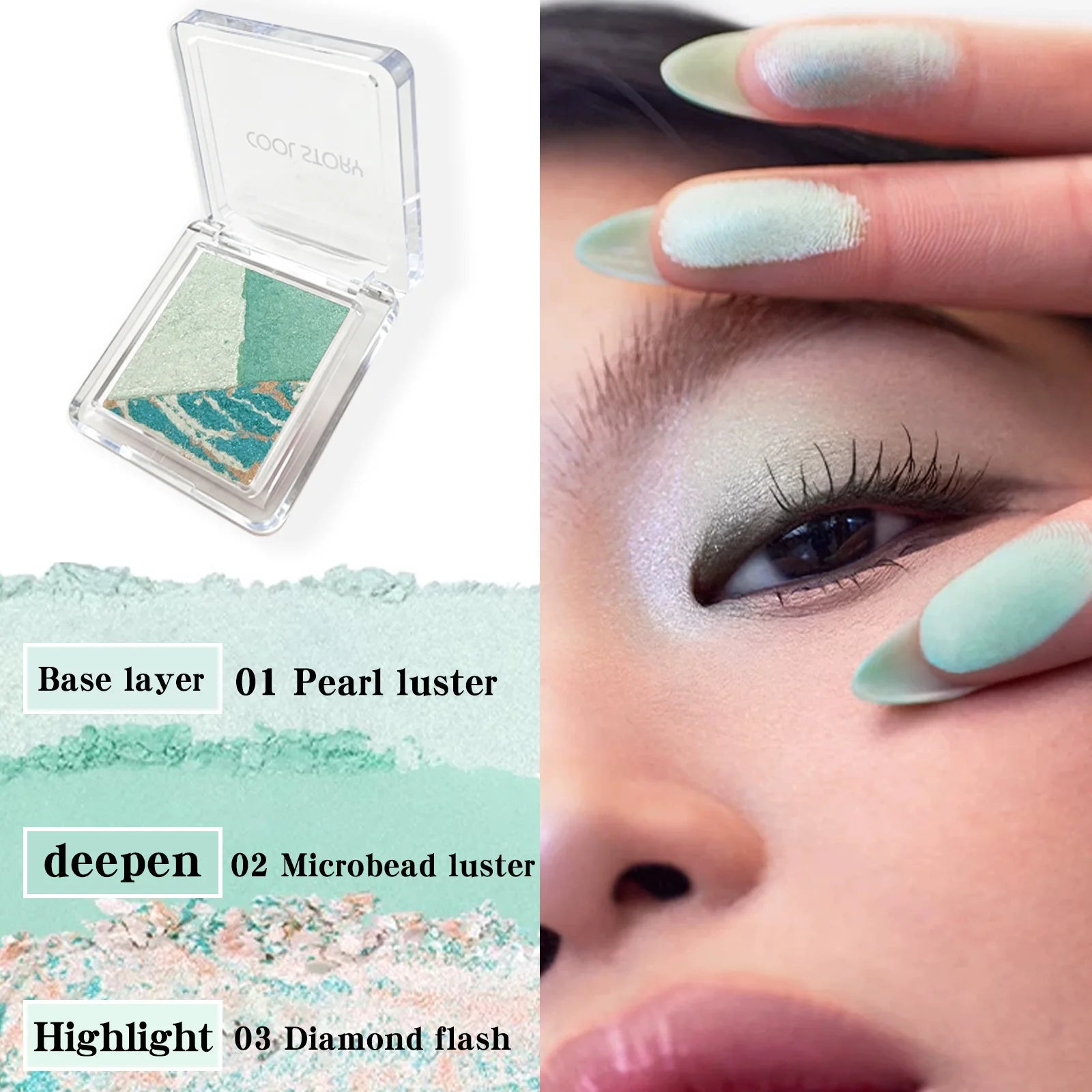 3 Color Eyeshadow Palette Pearlescent Matte Eye Shadow Diamond Flash Highlight Long-Lasting Base Deepen Brighten Eye Makeup Qme 02