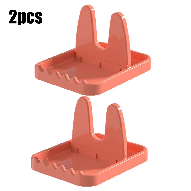 Foldable Pot Holder Plastic Spoon Holder Vertical Kitchen Storage Rack Suitable For Ladle Forks And Lid Rack Storage Rack Qme pink-2pcs