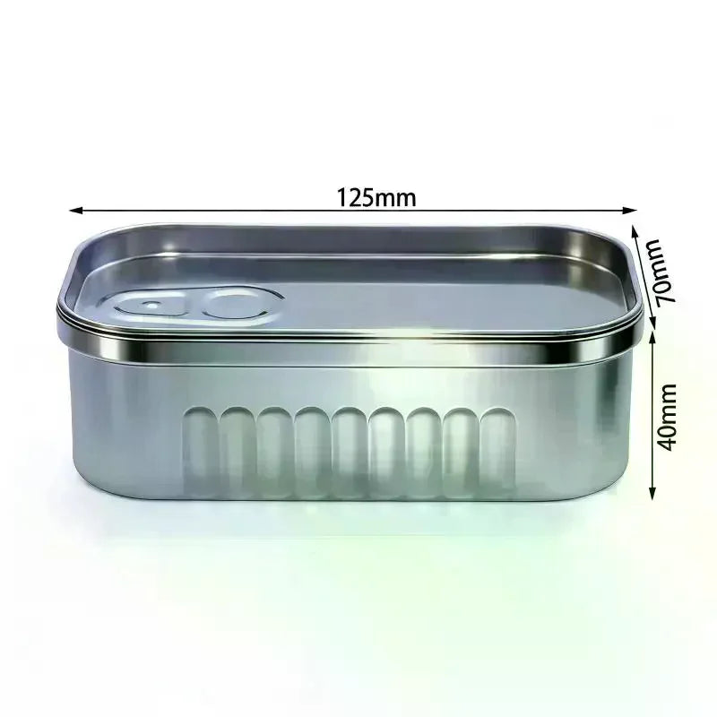 1PCS Sardine Can Shaped Storage Tin Box Portable Tinplate Material Sealed Jar With Lid For Storing Small Items Household Goods Qme