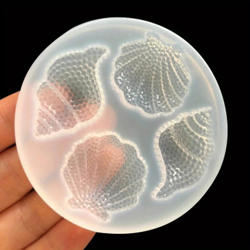 Multi-faceted Shell Conch Mirror Epoxy Silicone Abrasive Simulation Shell Crafts Decoration Mold Chocolate Cake Baking Tool 1PC Qme