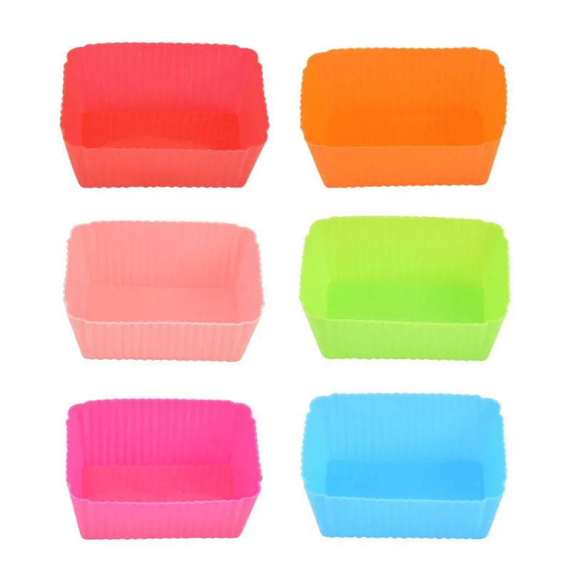 5pcs Silicone Cake Mold Muffin Cupcake Baking Molds Reusable DIY Cake Decorating Tool Wedding Birthday Party Decorations Qme