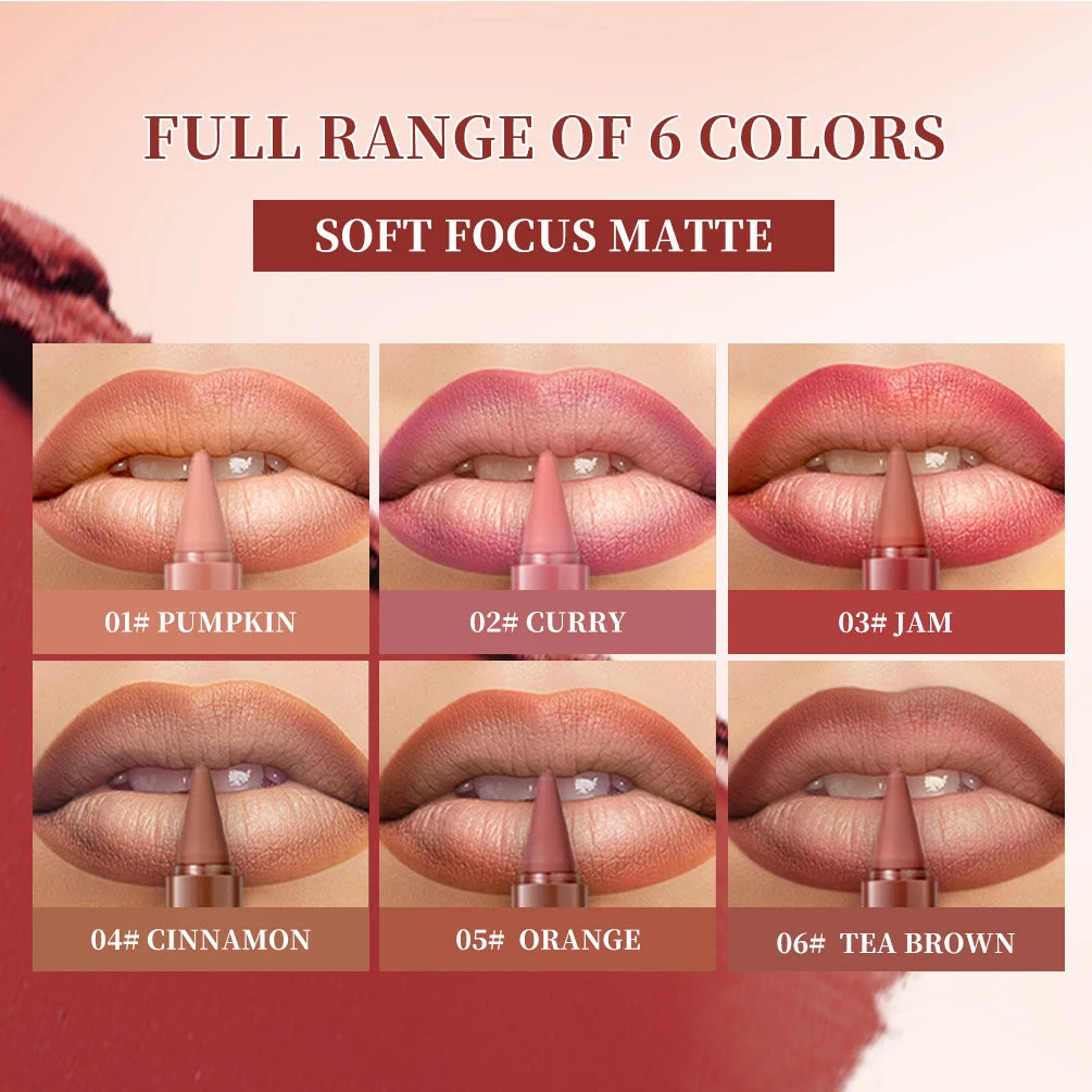 QIBEST Tapered Gradient Lipstick Lipliner Lasting Matte Nude Brown Lip Stain Waterproof Contouring Tint Lipliner Cosmetics Qme