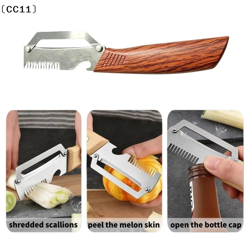 Multifunctional Kitchen Peeler Stainless Steel Scallion Slicer Fruit Qme