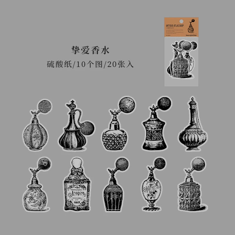 20 pcs INS Vintage Antique Pictorial Diy Decorative Scrapbooking accessories material Stickers pack junk journal supplies Qme 5