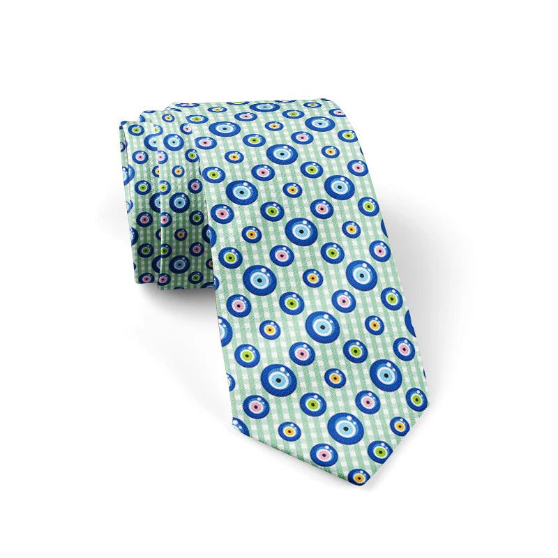 Fashion Eye Print Polyester Wide Tie Novelty Men's Classic Qme style8