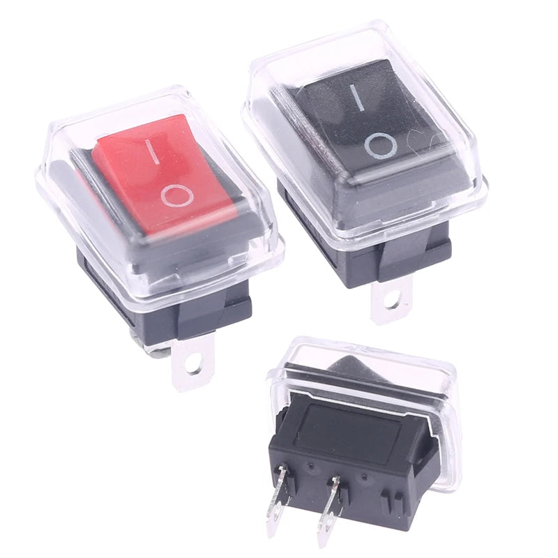 Push Button Mini Switch 2Pin Snap-in Off Rocker Waterproof Cover Black Qme