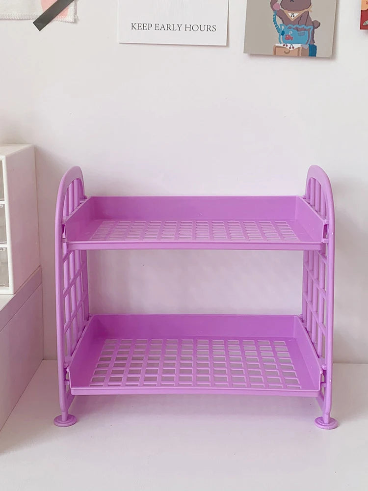 High Appearance Horizontal Desktop Storage Shelf Simple Multi-storey Dormitory Storage Shelf Computer Office Available Qme Purple