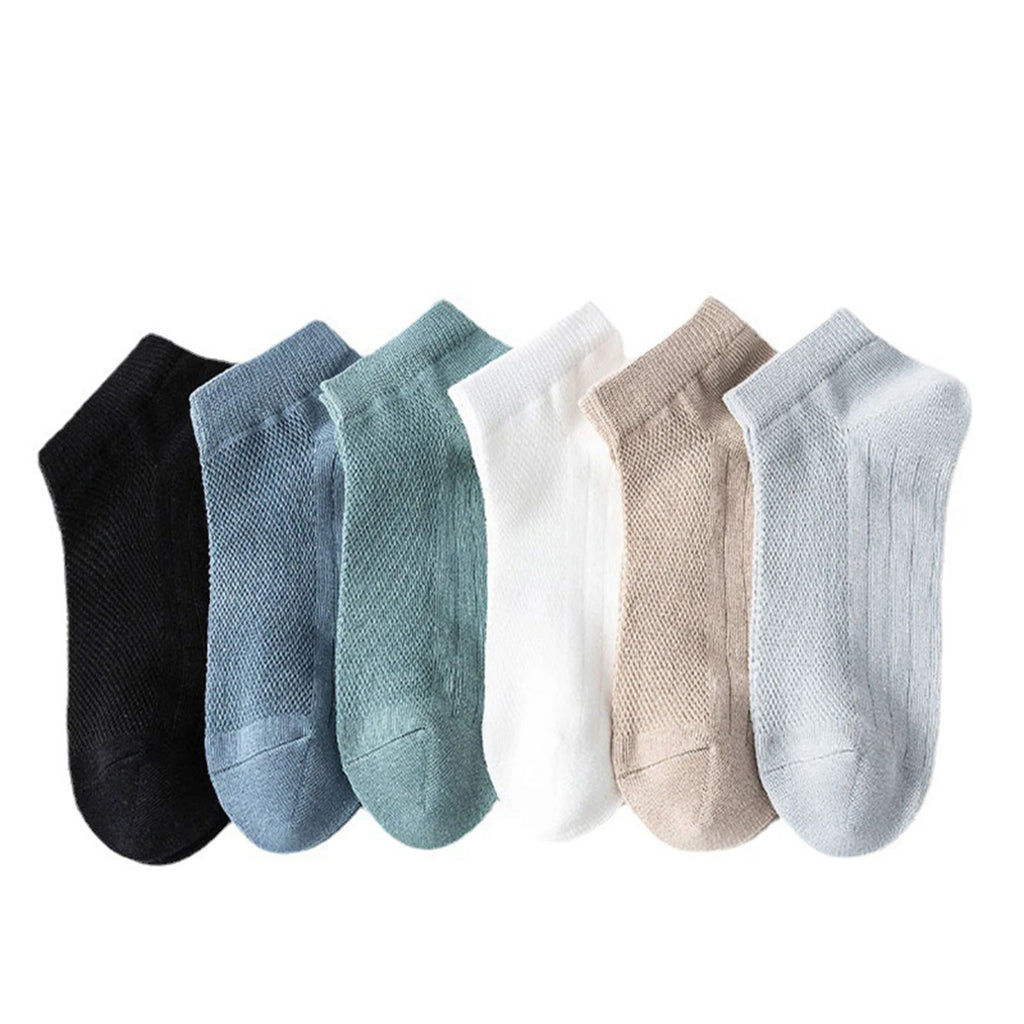 Men's Summer Breathable Sweat Absorbing Thin Mesh Sports Socks Solid Color Casual Elastic Soft and Comfortable Low Cut Socks Qme