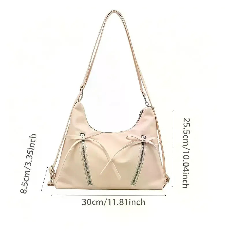 Retro Large Capacity Soft Leather Tote Bag with Knot - Casual Double Shoulder Bag Trendy Sle Women Handbag for Work Qme