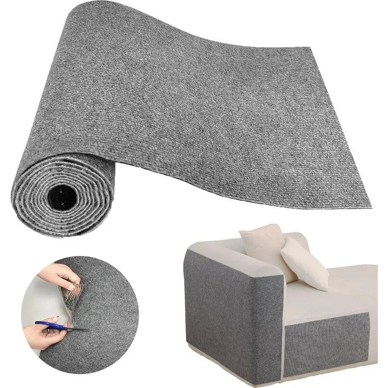 Trimmable self-adhesive cat scratch pad carpet, used for furniture, sofa or wall protection, cat scratch column replacement pad Qme Light Grey