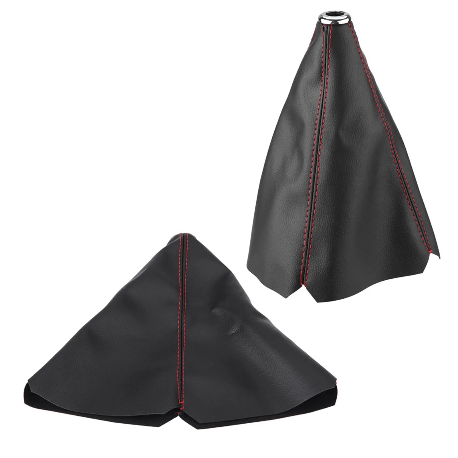 Gear Shift Knob Cover Gear Gaiter Bright Black PU Leather Gear Shift Knob Cover Red Stitch Gear Gaiter Boot Cover Qme