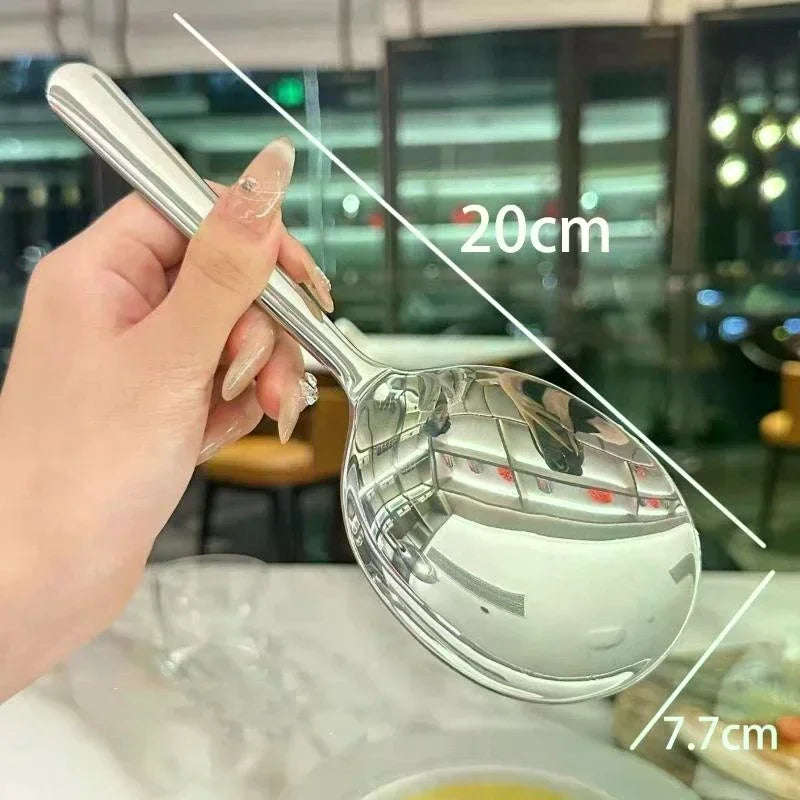 Stainless Steel Ladles For Serving Soup Rice Serving Spoon Drain Hole Heat Insulated Handle Kitchen Utensils For Daily Use Qme