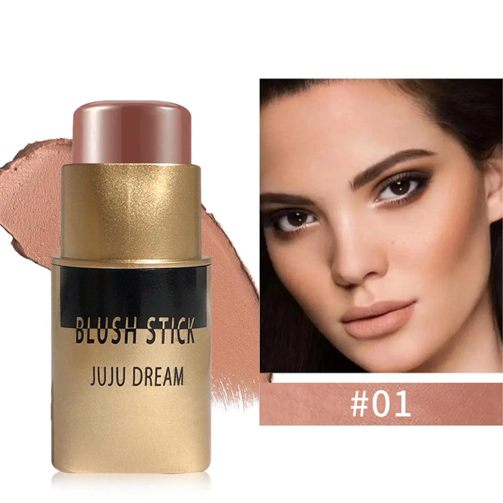 Natural Nude Blush Stick Multi-functional Face Lip Makeup Brightening Qme Brown Red Tone