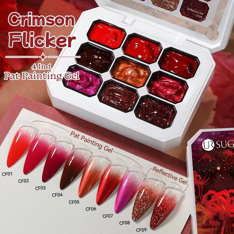 4 in 1 16 Color Nail Art Painting Gel Polish High Pigment Patting Gel for Gradient Ombre Blush Soak Off 3D Creative DIY Manicure Qme 9 Grids 08