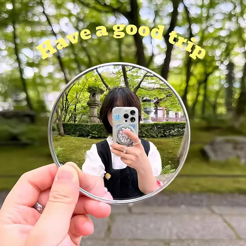 Handheld Selfie Mirror Portable Round Reflection Convex Mirrors Qme