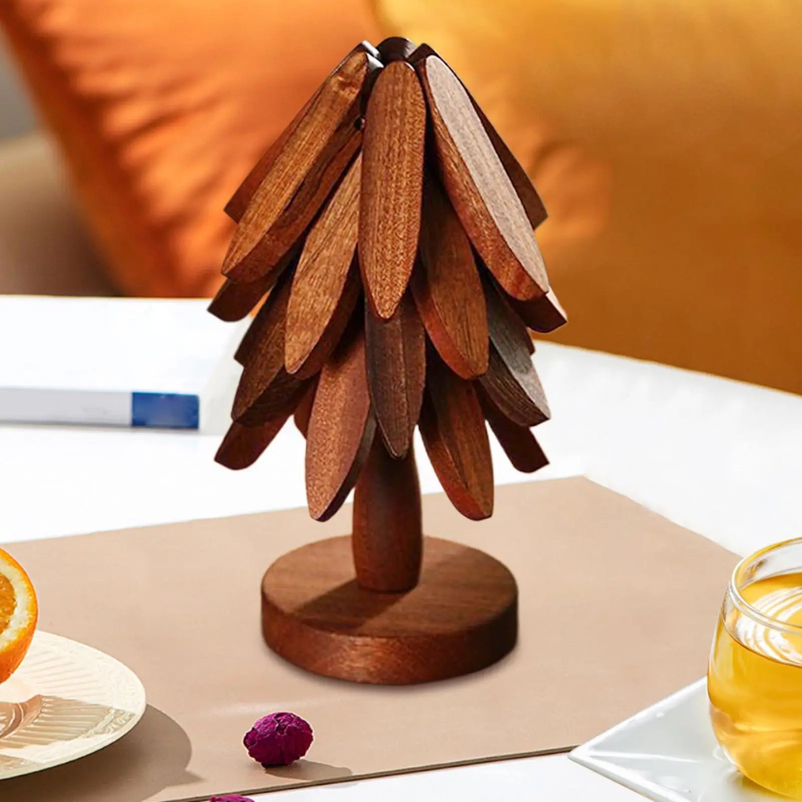 Tree Trivet Wooden Insulation Placemat Non-Slip Cup Coaster Set for Cookware Stove Pan Cup Teapot Hot Dishes Bowl Kitchen Dining Qme
