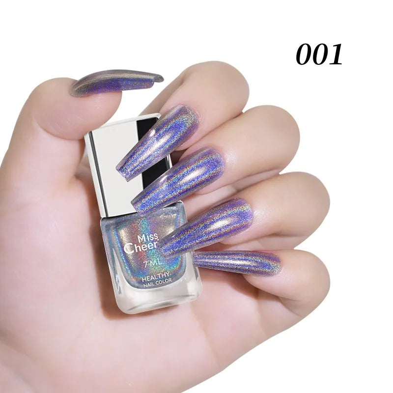 Rainbow Sparkle Holographic Nail Polish 7ml Multichrome Laser Glitter Nail Lacquer Quick-Dry Salon Professional Nail Art Polish Qme 01