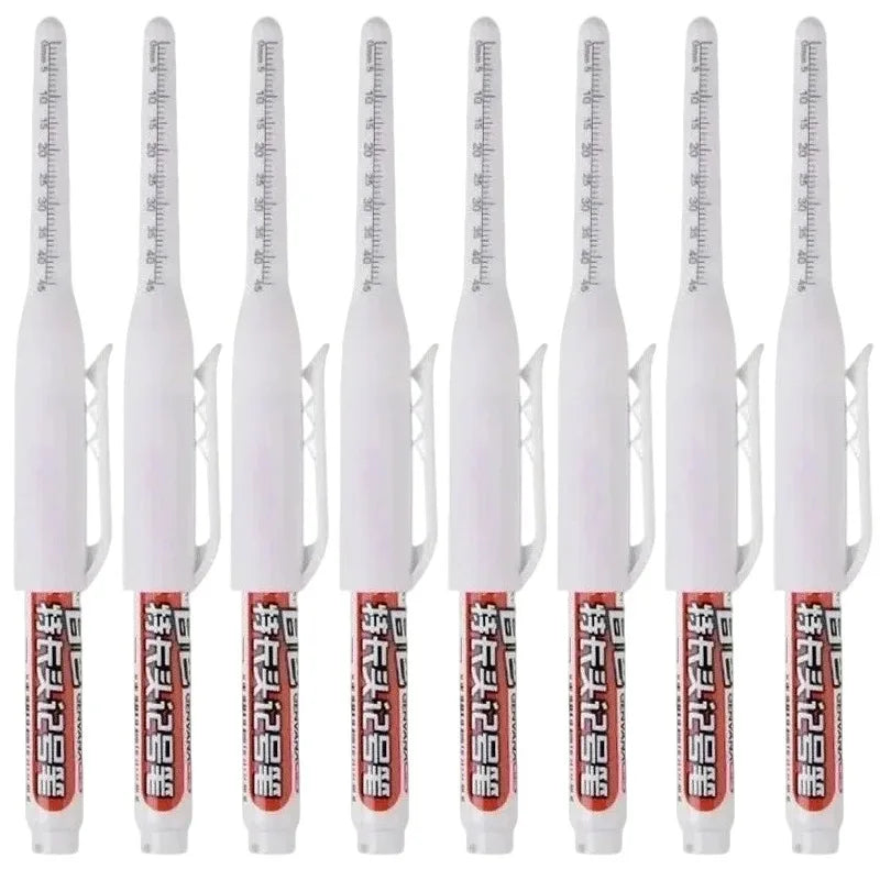 1-40Pcs 45mm Waterproof Deep Hole Marker Pens Long Nib Head Carpenter Pen Black White Ink for Multi-Purpose Woodworking Tools Qme 8pcs white pen