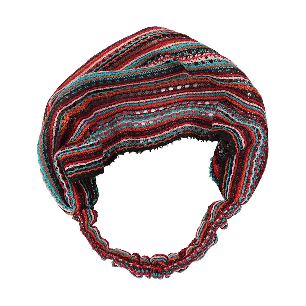Retro Pearl Women Head Wraps Multicolor Wide-brimmed Turban Headband Qme multicolor