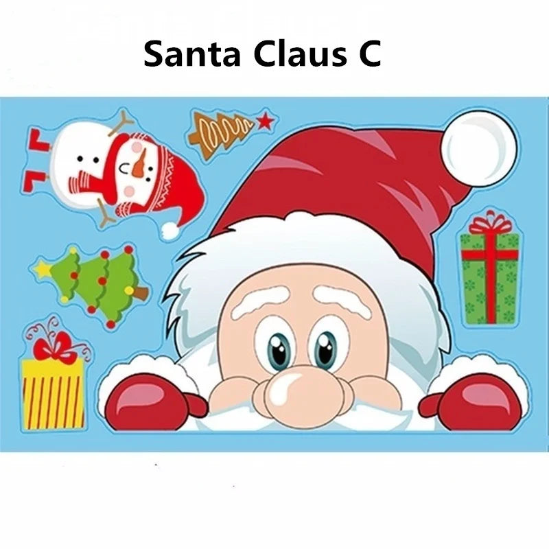 Snowflake Santa Elk Christmas Colorful Static Glass Sticker Window Home Decoration Qme Santa Claus C