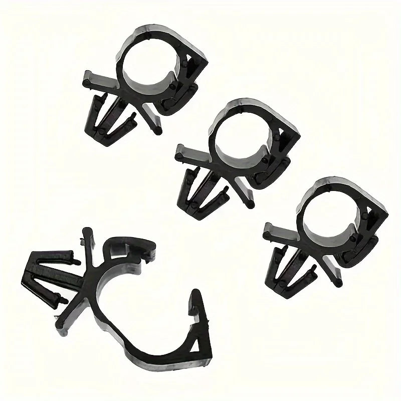 10pcs Black Plastic Automotive Wire Harness Fasteners - Secure Fixation Clamps with Cable Tie for Bellows, Tubing Qme