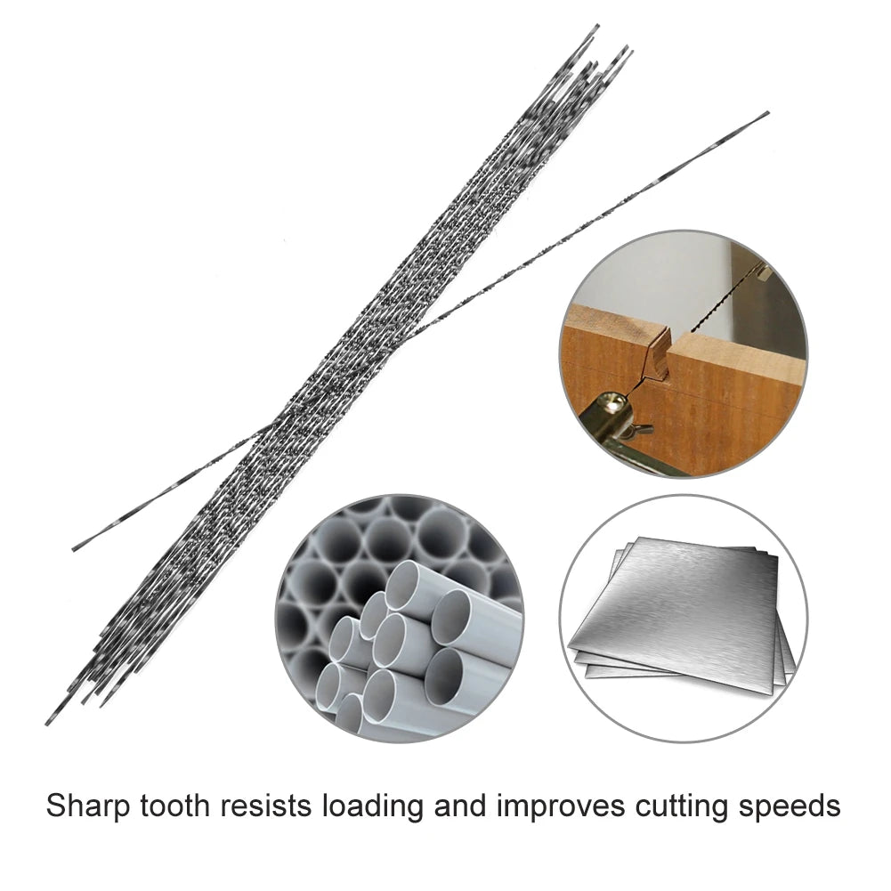 12 Pieces Metal Saw Blades Scroll Saw Blades With Spiral Teeth for Wood Metal Plastic Cutting Sawing Carve Plastic Saw Blades Qme