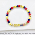 New Enamel Art Gold Plated Venezuela Mexico Colombia Flag Beaded Stretch Bracelet for Men Women Holiday Anniversary Jewelry Qme 3 18cm