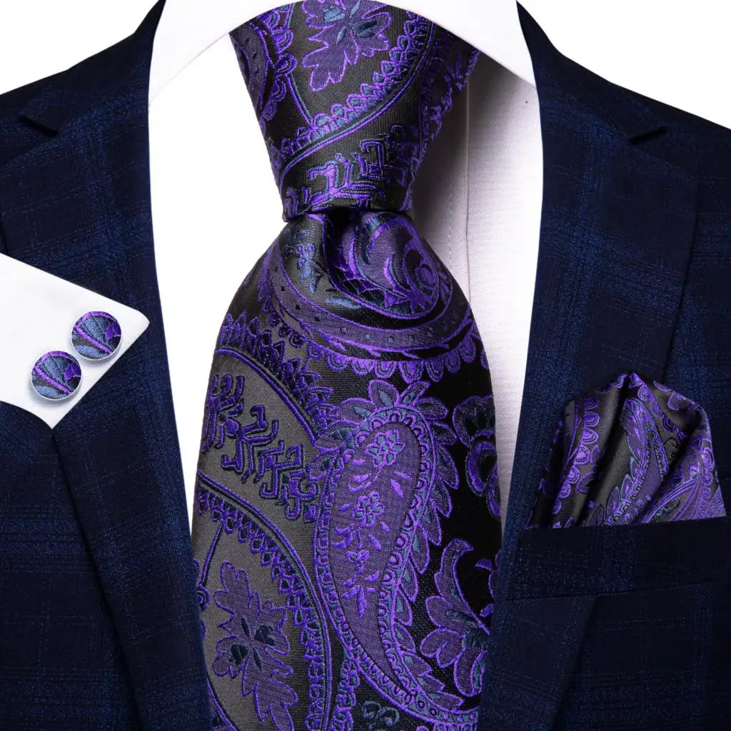 Designer Elegant Mens Ties Gentlemen Purple Novelty Luxury Men Qme 3441