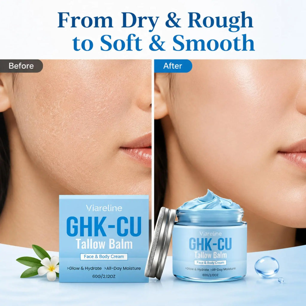 Natural GHK-CU Copper Peptide Tallow Balm for Face Body Firming Hydrating Brightening Moisturizer for Mature Dry Sensitive Skin Qme