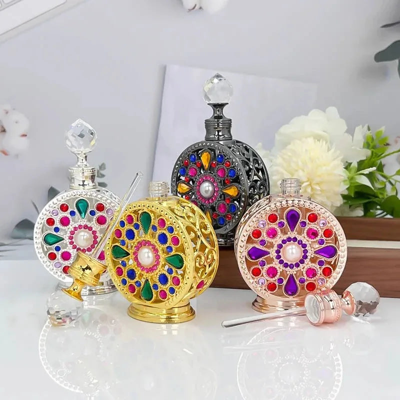 12ML Perfume Bottle Metal Empty Bottle Essential Oil Perfume Dispensing Glass Bottle Luxury Gifts Travel Portable Perfume Bottle Qme