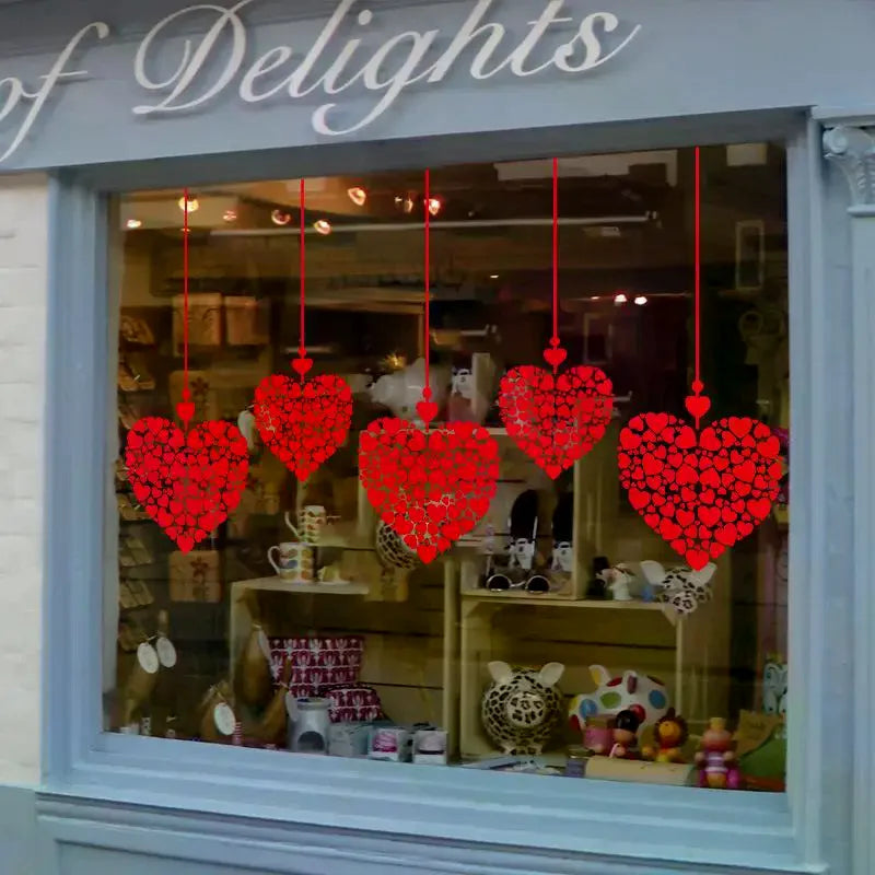 1pcs Valentine's Day Atmosphere Decorative Stickers,Heart-shaped Stickers For Glass Windows And Display Windows, Window Stickers Qme
