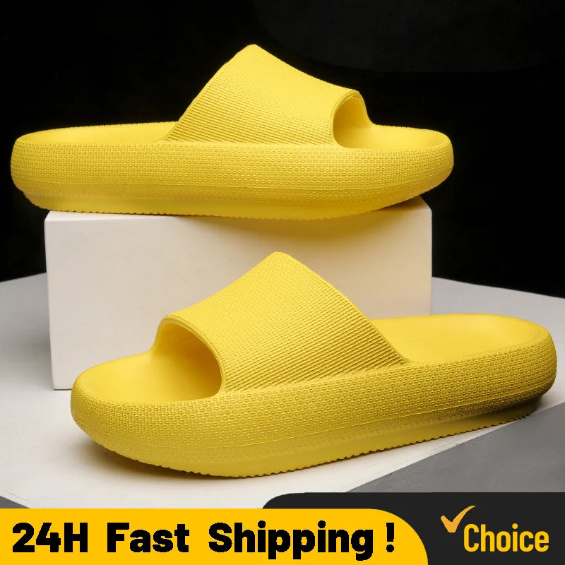 Women Thick Platform Cloud Slippers Eva Cfortable Non-Slip Home Slides Women Summer Lightweight Soft Sole Sandals Flip Flops Qme