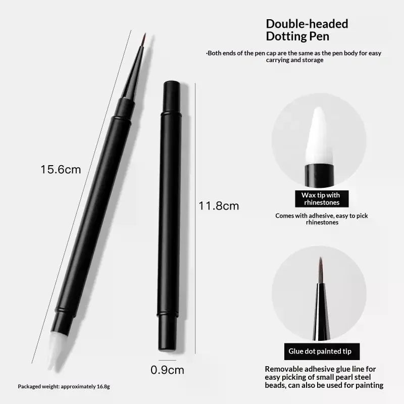 Dual Head Nail Art Silicone Brush Plastic Drill Pen Easy Operation Qme